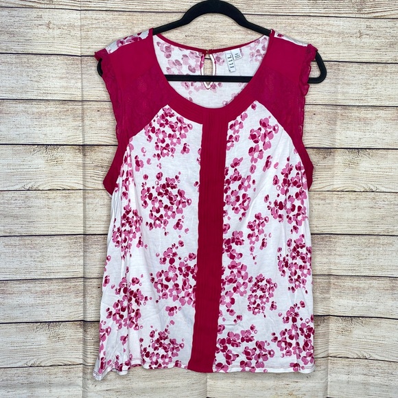 ELLE Pink Sweater & Sleeveless Floral Top Set XXL - Picture 2 of 8